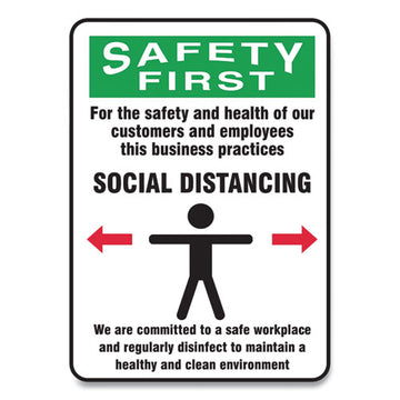 Accuform® Social Distance Signs, Wall, 7 X 10, Customers And Employees Distancing Clean Environment, Humans-arrows, Green-white, 10-pk freeshipping - TVN Wholesale